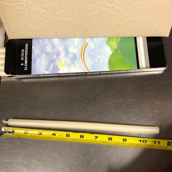 Elements 10-Inch Straight Candles, Set of 6, CREAM COLOR Pencil thin tapers - Picture 4 of 4